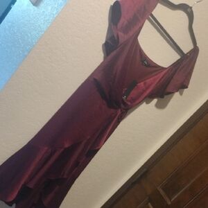 Lulu's Deep Plum Lined Asymmetrical Wrap Dress